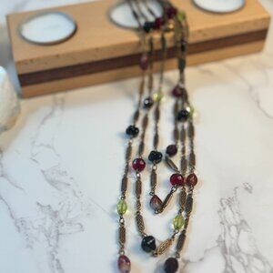 Vintage Chicos Triple Strand Glass Beaded Necklace
